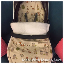 Load image into Gallery viewer, Woodland (Foxes & Owls) fabric Footmuff, Car Seat Footmuff & Accessories