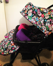 Load image into Gallery viewer, Sugar skulls fabric Footmuff, Car Seat Footmuff & Accessories