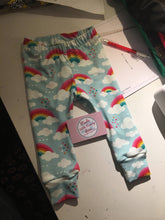 Load image into Gallery viewer, Rainbow Kids Leggings, Cuff Trousers, Unisex Trousers, Unisex Leggings, rainbow Toddler Leggings, Baby Clothing, Kids Trousers, Toddler Pant