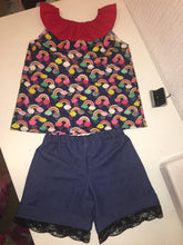 Load image into Gallery viewer, Girls top & shorts set, girls cuff shorts, girls breeze top, summer shorts, girls shorts, girls outfit, girls summer short set