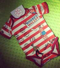 Load image into Gallery viewer, Where's wally fabric baby grow, wheres wally body vest, where's waldo, batgirl baby grow