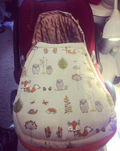 Load image into Gallery viewer, Woodland (Foxes & Owls) fabric Footmuff, Car Seat Footmuff & Accessories