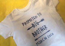 Load image into Gallery viewer, Promoted to big sister, promoted to big brother, baby announcement tee, baby on the way t-shirt
