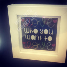 Load image into Gallery viewer, Love who you want to love, light shadow box, wall decor, shelf decor, light up decor