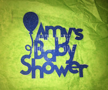 Load image into Gallery viewer, baby shower personalised glitter cake topper - baby shower cake topper