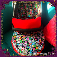 Load image into Gallery viewer, Sugar skulls fabric Footmuff, Car Seat Footmuff & Accessories