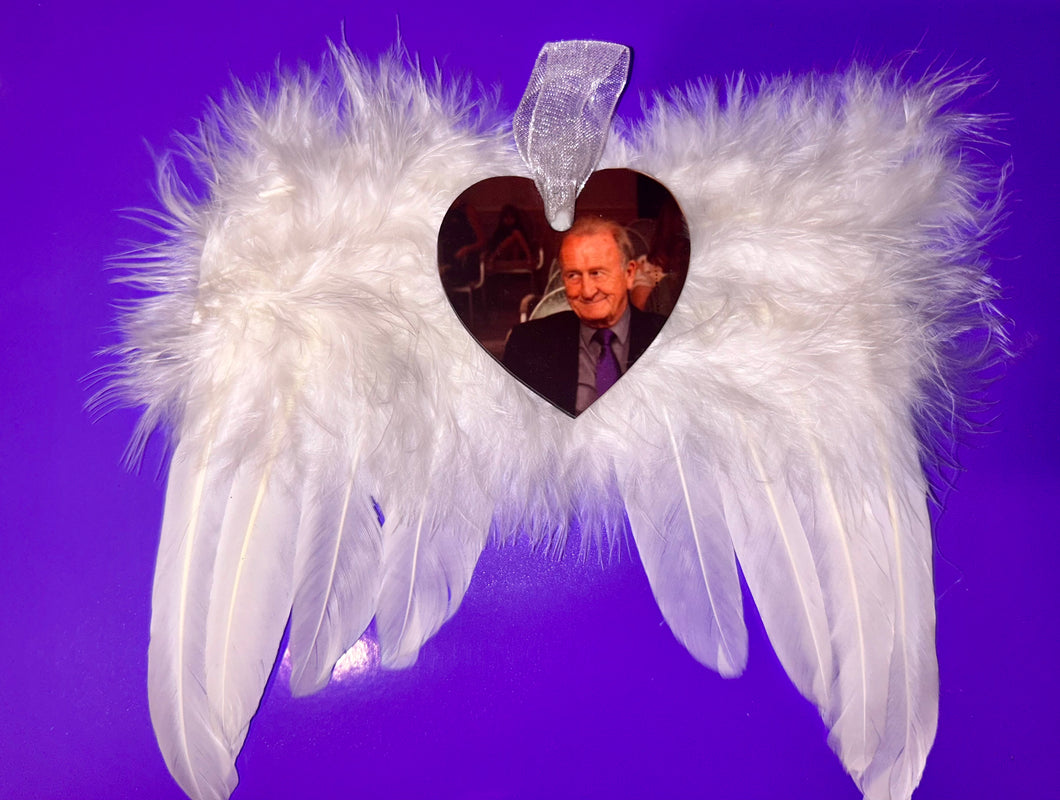 Memorial photo & Angel wings Christmas decoration