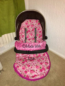 Pink Rose Buggy Footmuff, Carry car seat footmuff & Accessories