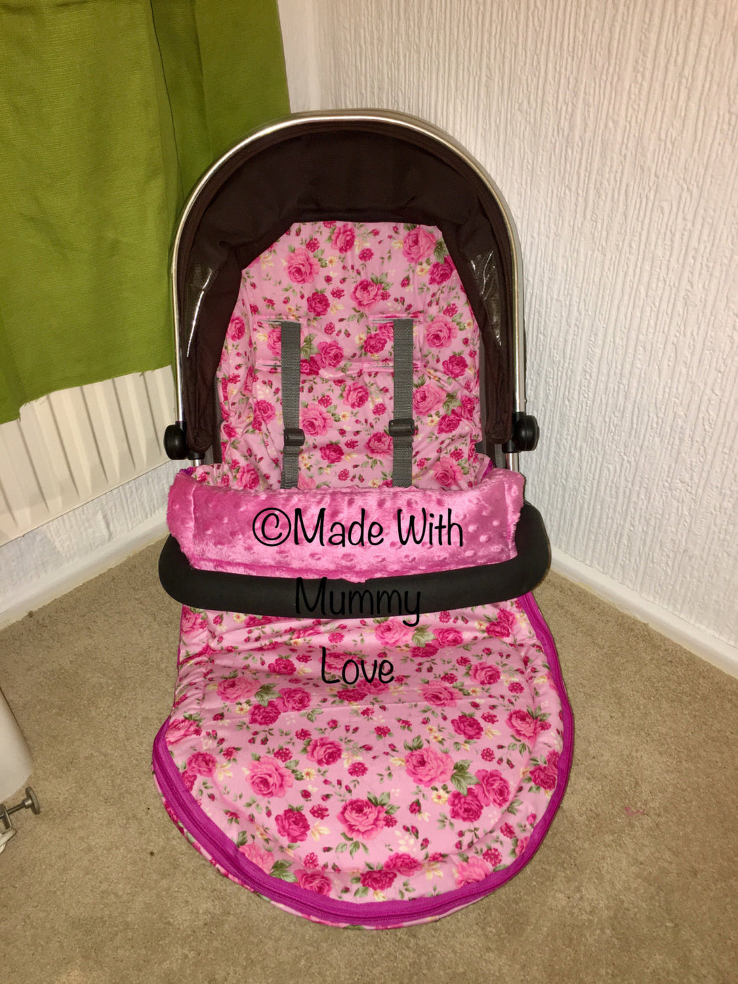 Pink Rose Buggy Footmuff, Carry car seat footmuff & Accessories