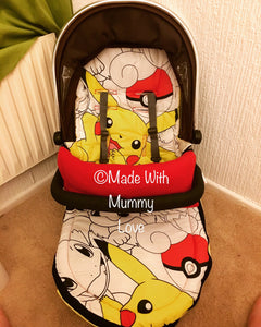 Pokemon fabric Footmuff, Pokemon Liner, Pokemon Go, Pikachu, Pokemon Baby, Geek Baby, Pikachu Footmuff, Pokemon, Pikachu Liner, Baby Shower
