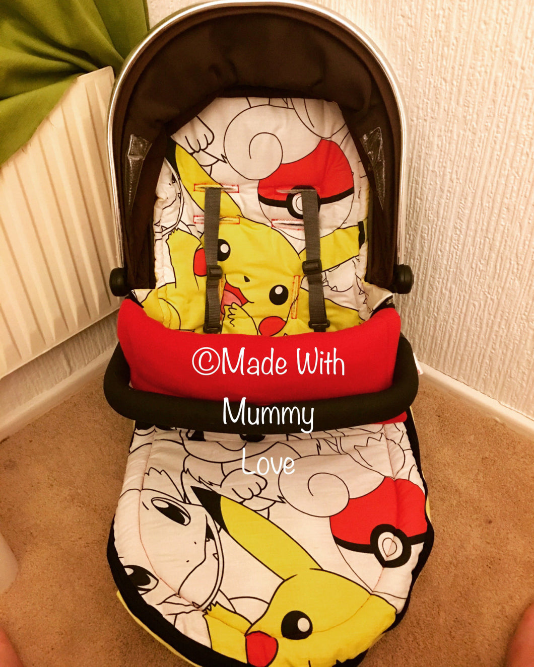 Pokemon fabric Footmuff, Pokemon Liner, Pokemon Go, Pikachu, Pokemon Baby, Geek Baby, Pikachu Footmuff, Pokemon, Pikachu Liner, Baby Shower
