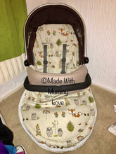 Load image into Gallery viewer, Woodland (Foxes &amp; Owls) fabric Footmuff, Car Seat Footmuff &amp; Accessories
