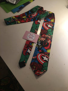 Mens Marvel Tie, Fathers day gift, marvel tie, menswear, dress tie, cool tie, geek tie, secret santa, husband gift, grandad gift