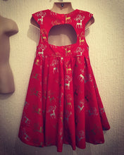 Load image into Gallery viewer, Girls Christmas Day dress - tea party christmas dress - festive dress - reindeer dress
