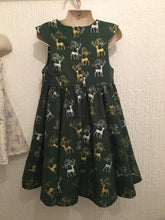 Load image into Gallery viewer, Girls Christmas Day dress - tea party christmas dress - festive dress - reindeer dress

