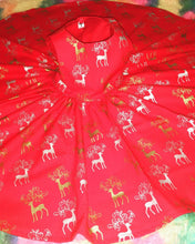 Load image into Gallery viewer, Girls Christmas Day dress - tea party christmas dress - festive dress - reindeer dress
