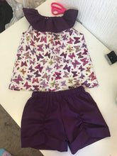 Load image into Gallery viewer, Girls top &amp; shorts set, girls cuff shorts, girls breeze top, summer shorts, girls shorts, girls outfit, girls summer short set
