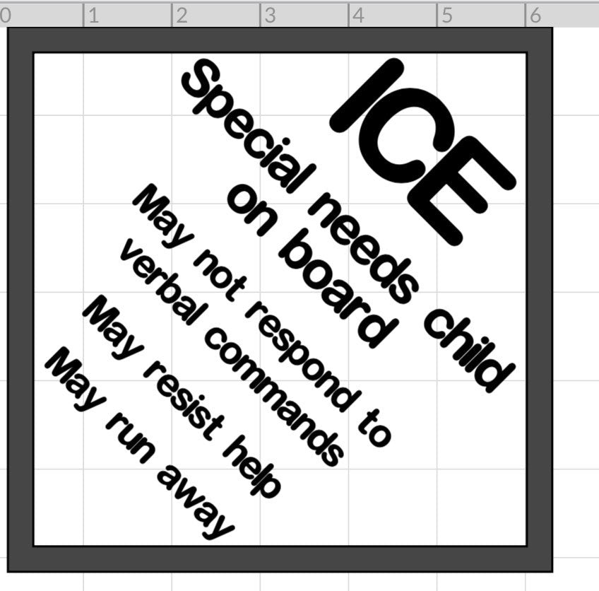 ICE car decal, special needs decal, accident decal, autism decal