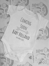 Load image into Gallery viewer, &quot;Coming Soon&quot; baby grow, baby reveal baby grow

