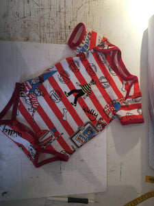 Where's wally fabric baby grow, wheres wally body vest,  where's waldo, batgirl baby grow