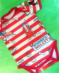 Where's wally fabric baby grow, wheres wally body vest,  where's waldo, batgirl baby grow