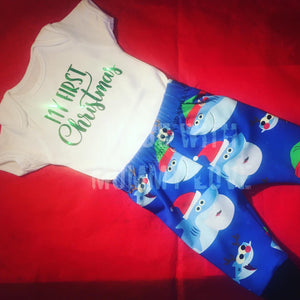 Baby shark leggings, christmas baby shark leggings, trousers, pjs -girl and boy, baby clothes