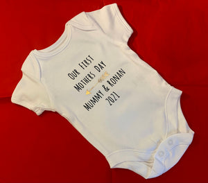 "Our First Mother’s Day" baby grow