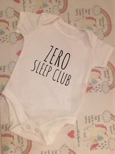 "Zero sleep club" baby grow